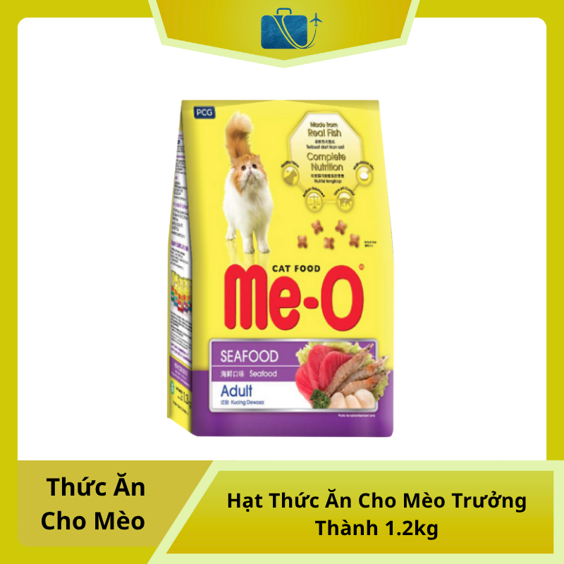 Hạt Me-O Adult Seafood 1.2kg – Thức Ăn Cho Mèo Trưởng Thành Giàu Dinh Dưỡng, Hương Vị Hải Sản Thơm Ngon