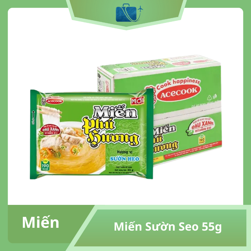 Thùng 24 gói miến Phú Hương sườn heo 55g