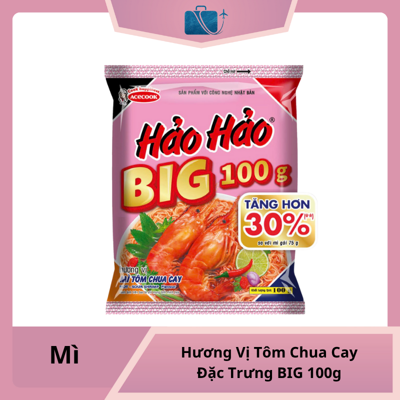 Mì Hảo Hảo BIG 100g Hương Vị Tôm Chua Cay Đặc Trưng