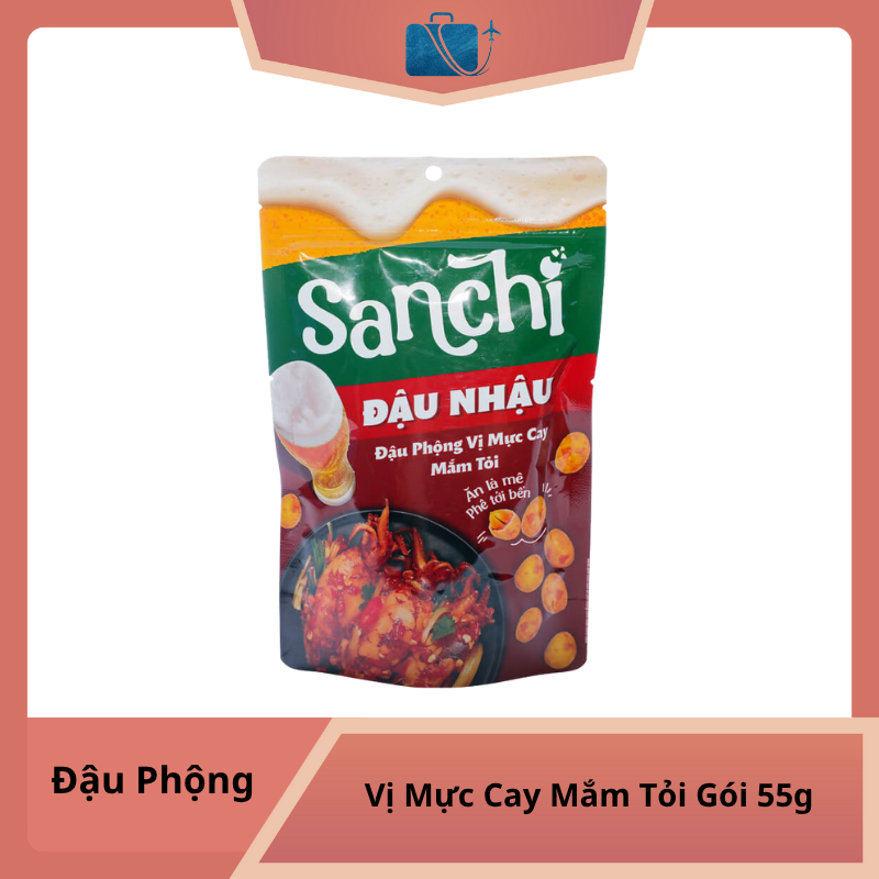Đậu Phộng Vị Mực Cay Mắm Tỏi Tài Tài Sanchi Gói 55g