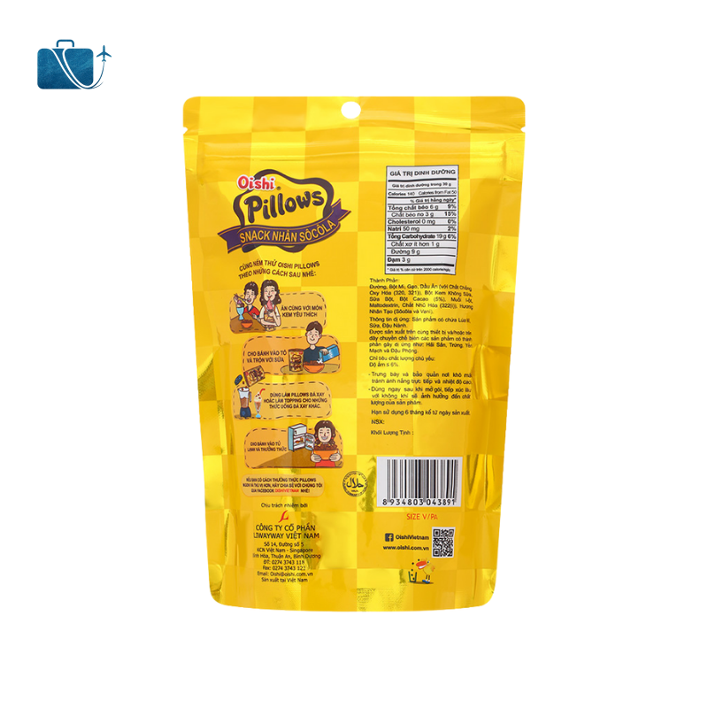 Snack Socola Oishi Pillows Gói 80g 2