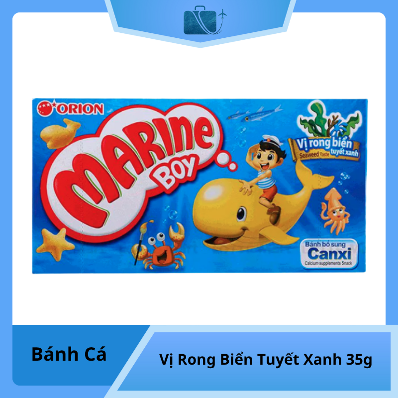 Bánh Cá Orion Marine Boy Vị Rong Biển Tuyết Xanh 35g