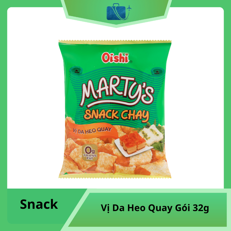 Snack Chay Vị Da Heo Quay Oishi Marty's Gói 32g