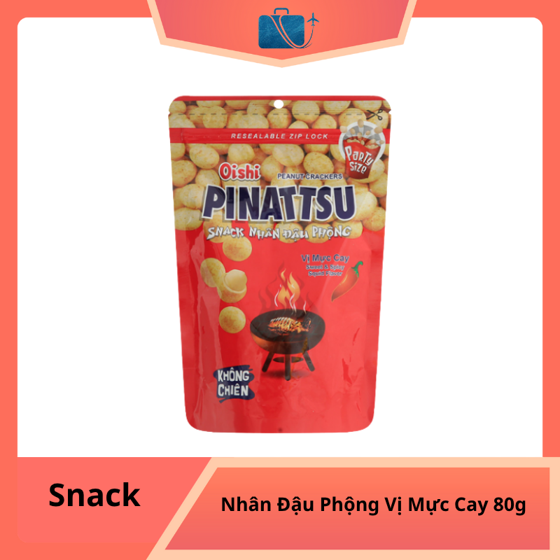 Snack Nhân Đậu Phộng Vị Mực Cay Pinattsu Oishi 80g
