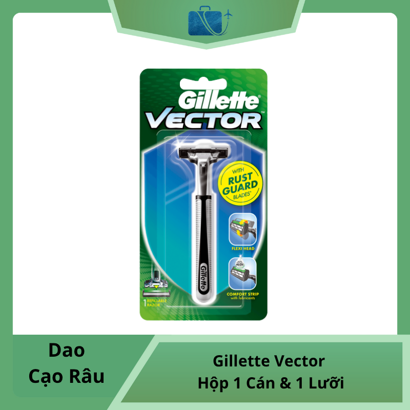 Dao Cạo Râu Gillette Vector – Hộp 1 Cán & 1 Lưỡi