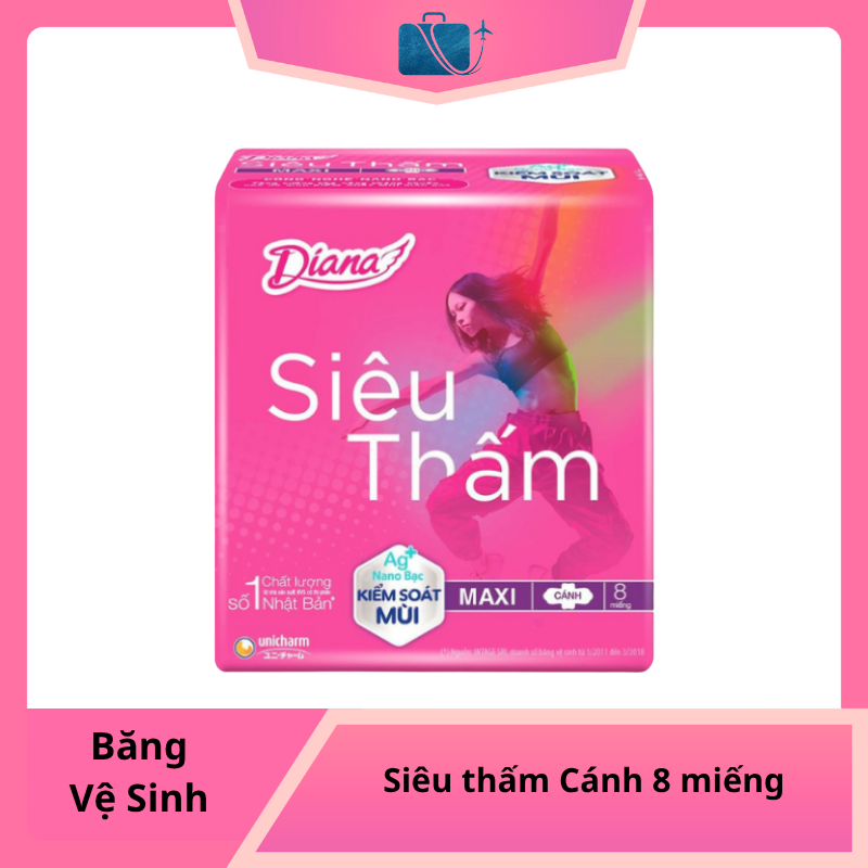 Băng vệ sinh Diana Siêu thấm Cánh 8 miếng