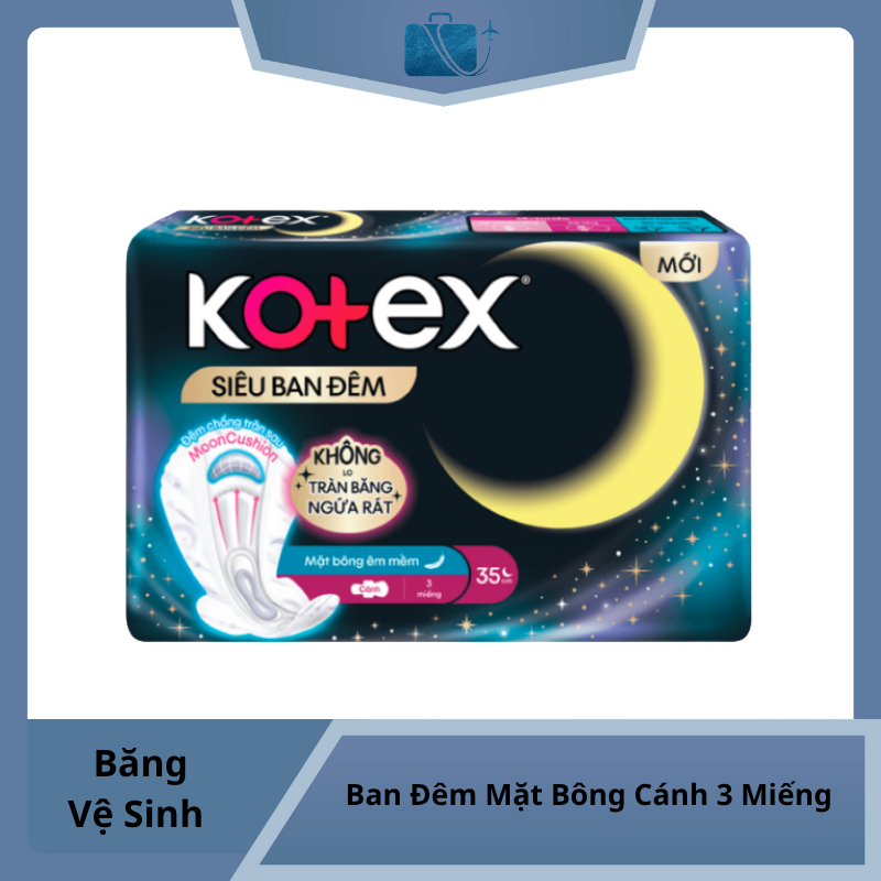 Băng Vệ Sinh Kotex Style Siêu Ban Đêm Mặt Bông Cánh 35cm 3 Miếng