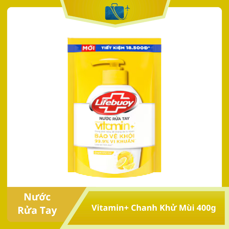 Nước Rửa Tay Lifebuoy Vitamin+ Chanh Khử Mùi 400g