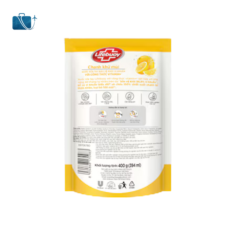 Nước rửa tay Lifebuoy Vitamin+ Chanh Khử Mùi 400g 2