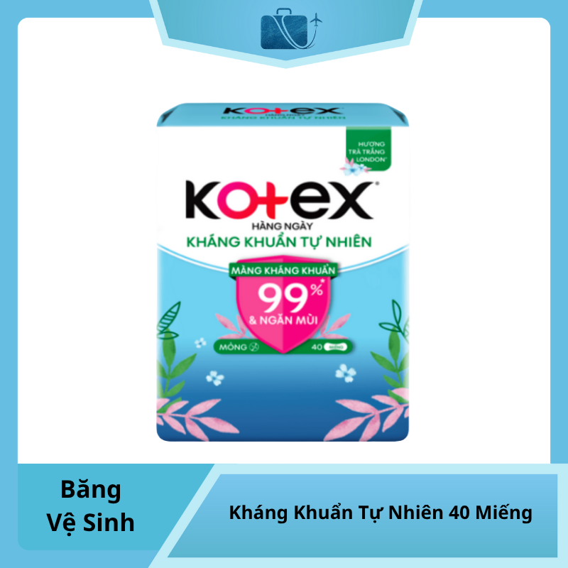 Băng Vệ Sinh Kotex Hàng Ngày Kháng Khuẩn Tự Nhiên 40 Miếng