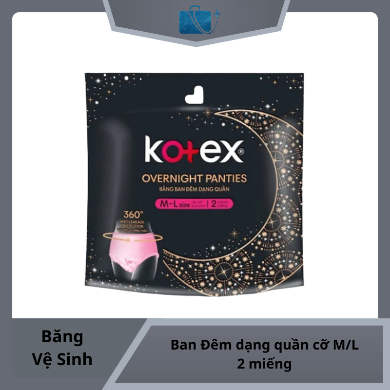 Băng Vệ Sinh Kotex Ban Đêm dạng quần cỡ M/L 2 miếng