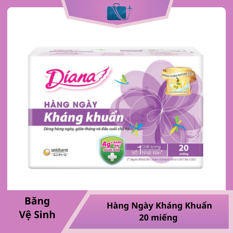 Băng vệ sinh hàng ngày Diana Sensi kháng khuẩn 20 miếng
