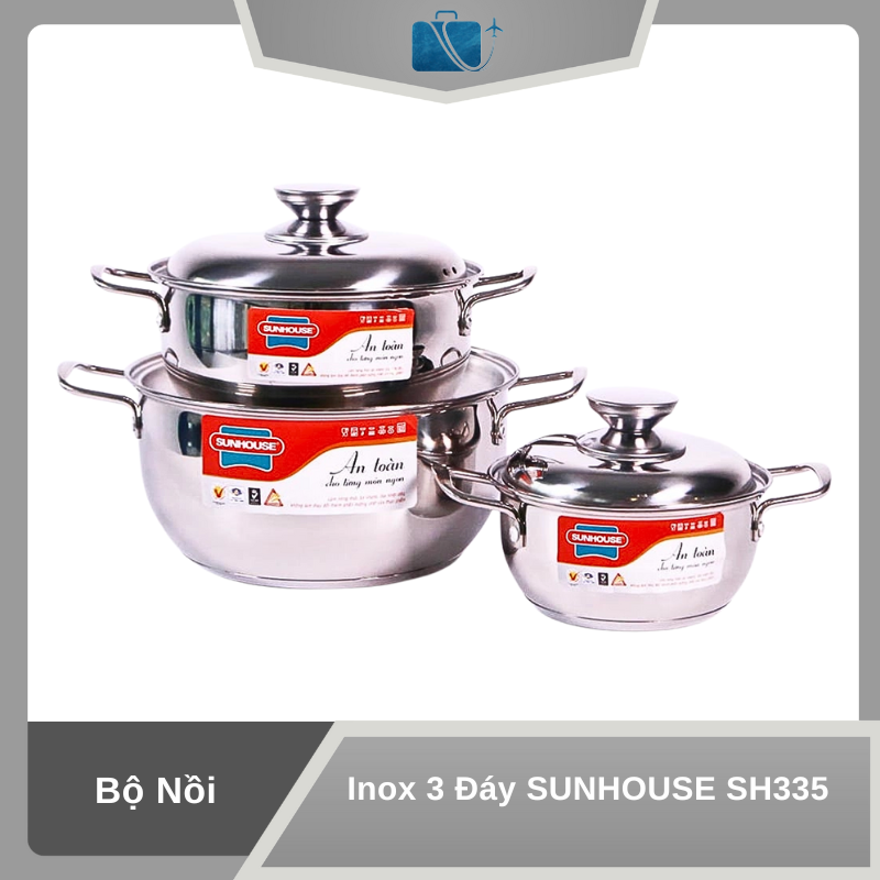 Bộ Nồi Inox 3 Đáy SUNHOUSE SH335