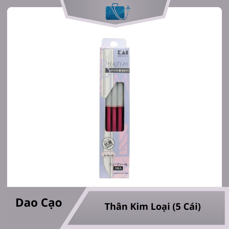 Dao Cạo Lông Mặt KAI Thân Kim Loại (5 Cái)