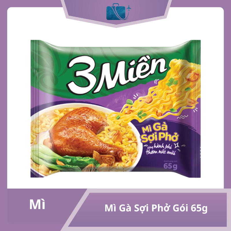 Mì 3 Miền Gà Sợi Phở Gói 65g