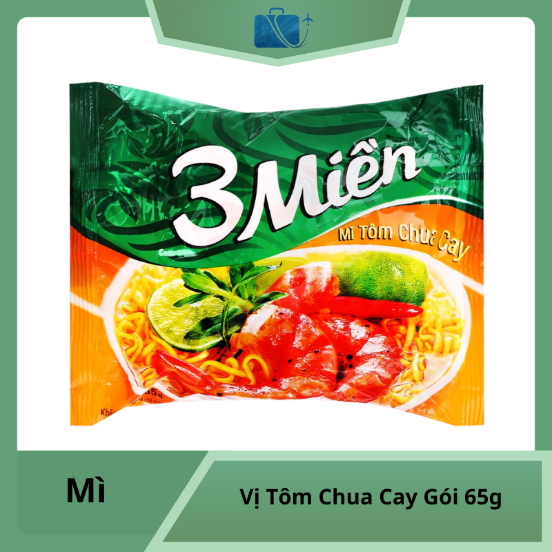 Mì 3 Miền Tôm Chua Cay Gói 65g