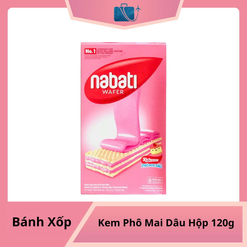 Bánh Xốp Nabati Kem Phô Mai Dâu Hộp 120g