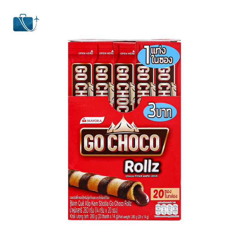 Bánh Quế Vị Kem Socola Mayora Go Choco Rollz – Hộp 280g 2