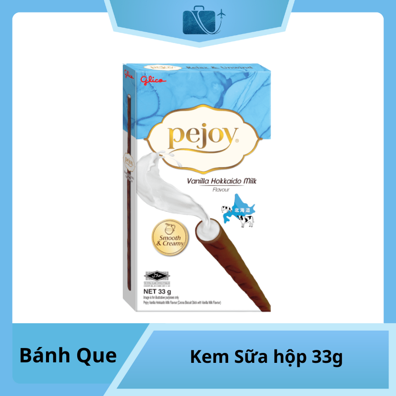Bánh que Glico Pejoy kem Vanilla Sữa Hokkaido hộp 33g