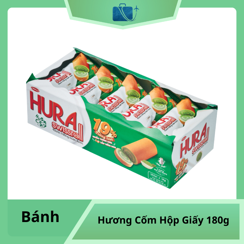 Bánh Bông Lan Hura Swissroll Hương Cốm Hộp Giấy 180g