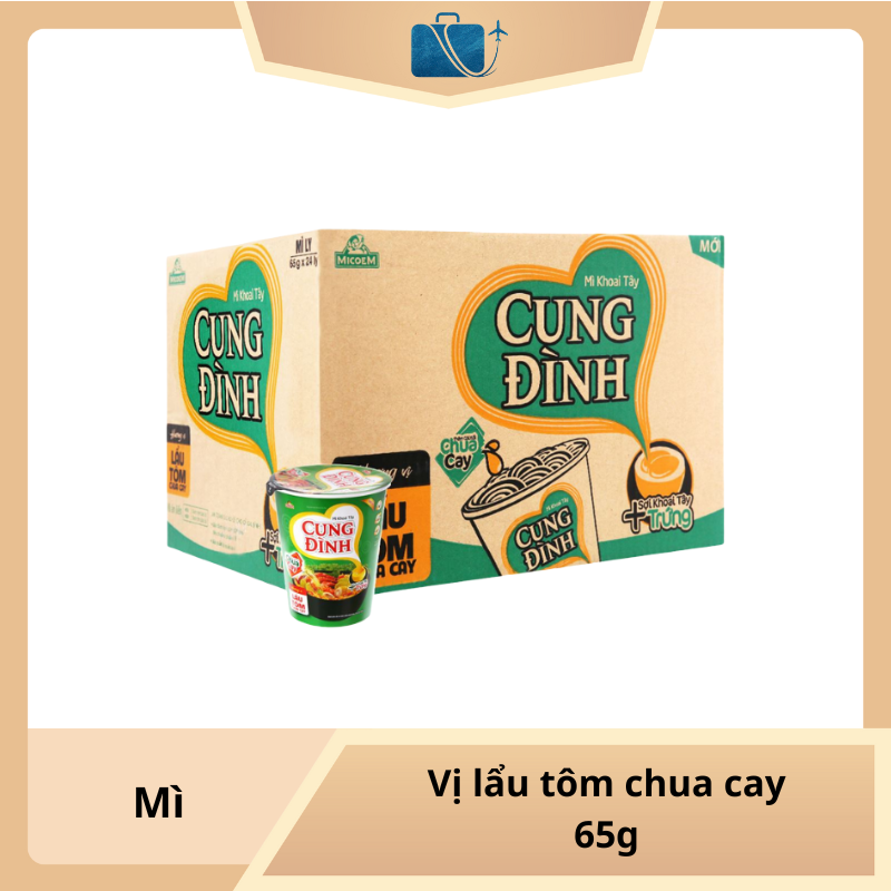 Thùng 24 Ly Mì Khoai Tây Cung Đình Lẩu Tôm Chua Cay 65g