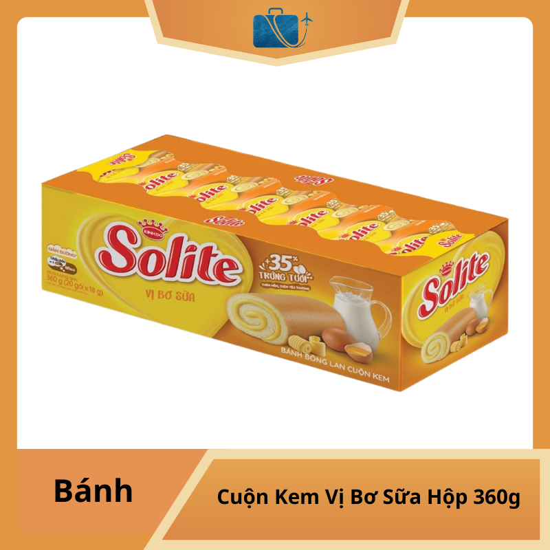 Bánh Bông Lan Cuộn Kem Vị Bơ Sữa Solite Hộp 360g