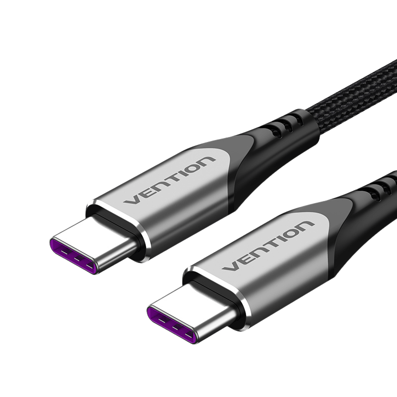 Cáp Sạc Vention Type-C 5A 1m - Hợp Kim Nhôm Xám